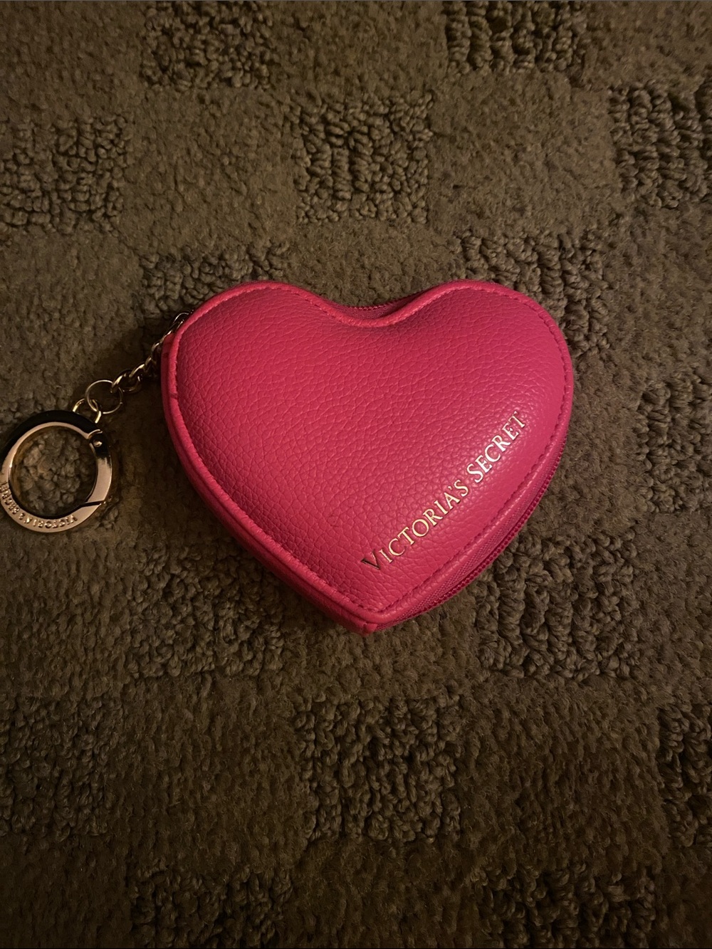 Victoria's Secret Hot Pink Heart Key & Card Pouch with Keyring